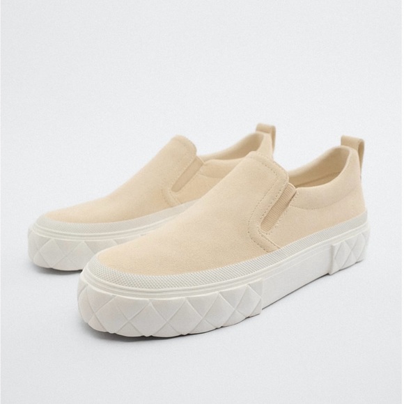 NEW WITHOUT A TAG ZARA ATHLETIC LEATHER SNEAKERS - Picture 1 of 6